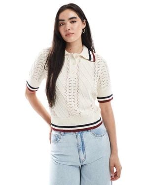 ONLY Knit Short Sleeve Polo Shirt With Stripes - Blue
