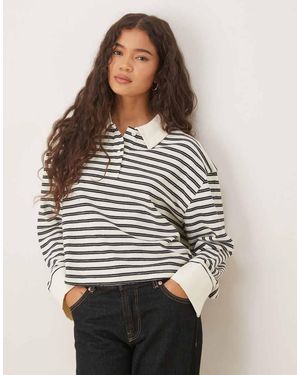 ASOS Textured Rugby Collared Top - Grey
