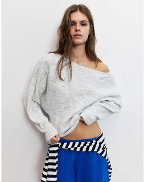 Pull&Bear Regular Fit Boat Neck Jumper - White