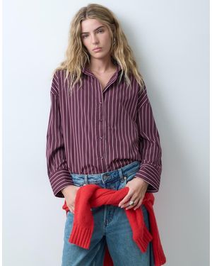 ONLY Camicia A Maniche Lunghe A Righe Prugna - Rosso