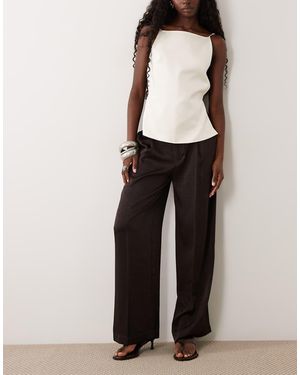 Gina Tricot Pleated Satin Trousers - Black