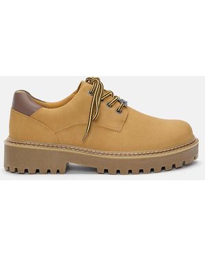 Pull&Bear – flache schnürstiefel - Braun