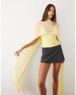 ASOS Mesh Cape With Scoop Neck - Yellow