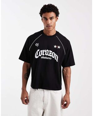 ASOS Boxy Oversized T-shirt With Football Graphic - Black