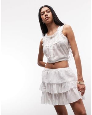 Noisy May Tiered Mini Skirt - White
