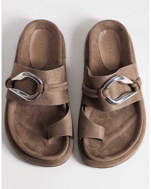 ASOS Francisco Footbed Sandal With Metal Trim - Brown