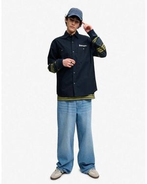 Bench x Superdry & Co Mechanic Short Sleeve Boxy Shirt - Blue