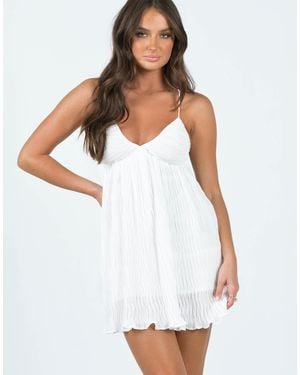 Princess Polly Matea Plisse Overlay Twist Front Cami Cross Back Mini Dress - White