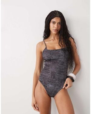 Weekday Square Neck Low Back Swimsuit - Blue