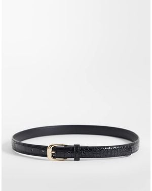 Mango Smalle Riem Met Krokodilleneffect - Wit