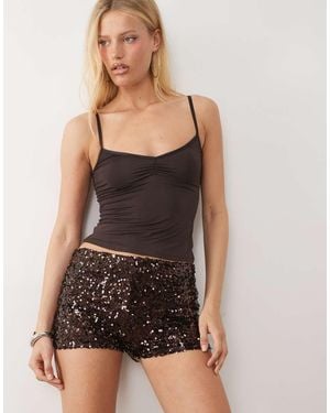 Miss Selfridge Sequin Booty Short - Black