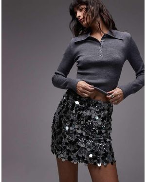 ASOS Mixed Sequin Mini Skirt - Grey