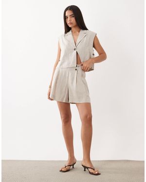 Y.A.S – elegante shorts aus leinenmix - Natur
