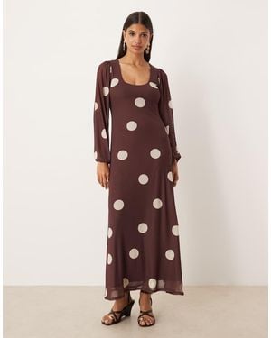 ASOS Balloon Sleeve Maxi Dress - Brown