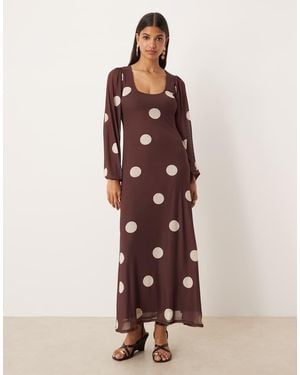 ASOS Balloon Sleeve Maxi Dress - Brown