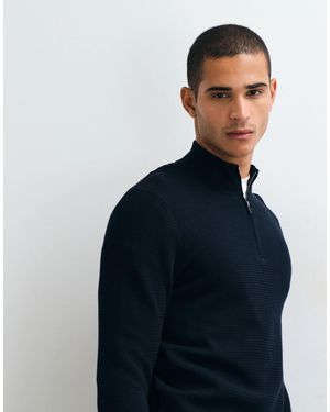Mango Strickpullover mit baumwollmix und viertelreißverschluss - Blau