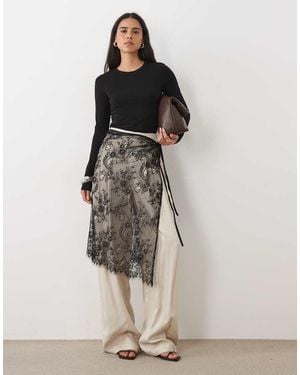 Vila Sheer Lace Wrap Skirt - Black
