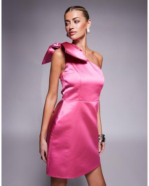 Lulus Bow One-shoulder Taffeta Mini Dress - Pink