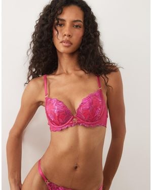 Ann Summers Magnetizing Foiled Embroidery Plunge Bra - Red