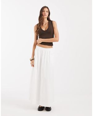 Vero Moda Volle Midi Rok Met Elastische Taille - Wit