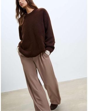 Stradivarius Smart Straight-leg Trousers - Brown