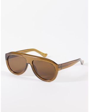 A.Kjærbede Gafas De Sol Ahumadas Transparentes De Estilo Aviador Envolvente Extragrande Rio De - Neutro