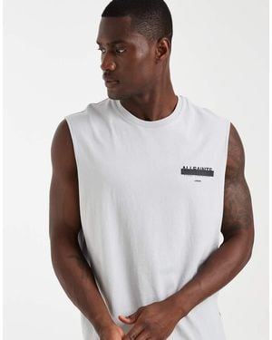 AllSaints Redact Graphic Sleeveless Vest Top - White