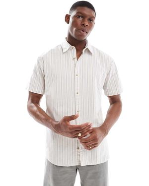 Jack & Jones Camicia Oxford A Maniche Corte A Righe - Bianco