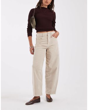 Vero Moda Billie Barrel Leg Cord Pants - Natural