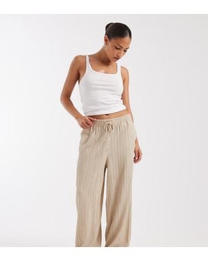Only Petite Pantaloni A Fondo Ampio Testurizzati Stropicciati Color Pietra - Neutro