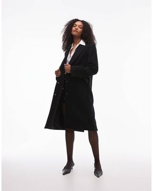 & Other Stories Wool Single Breasted Midi Coat With Flap Pockets - Black