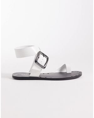 ASOS Freely Toe Loop Cross Strap Flat Sandals - White