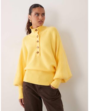 ASOS Structured Ribbed Nipped Waist Funnel Neck Sweater - Yellow