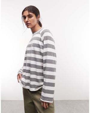Collusion Boxy-raglan-t-shirt mit streifen - Weiß