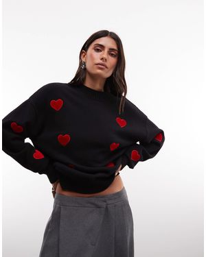 French Connection Pull en maille avec appliqué cœur - Noir