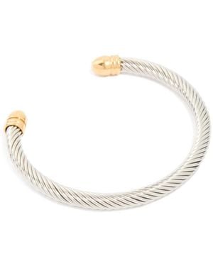 Lovisa – wasserfester großer armreif für herren aus edelstahl mit gedrehtem drahtdesign - Weiß