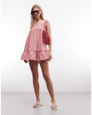 Reclaimed Vintage Mini Smock Sun Dress - Pink