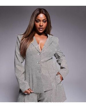 ASOS Curve Houndstooth Blazer With Bow Back - Grey