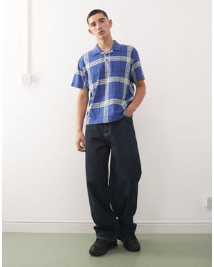 Collusion – kastiges oversize-polohemd - Blau