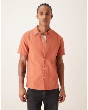 Farah Camicia A Maniche Corte Corallo Con Logo - Arancione