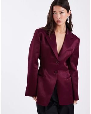 ASOS Cinch Satin Blazer - Purple