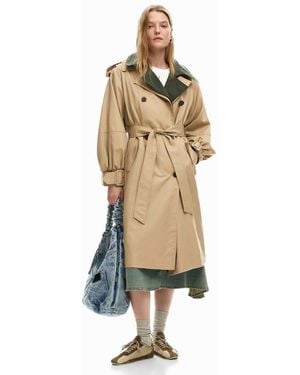 Desigual Gabardina Color Crema Con Diseño Desmontable En Dos Tonos - Neutro