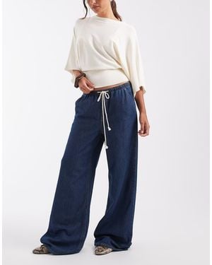 Gap Pull On Wide Leg Seamed Trousers - Blue