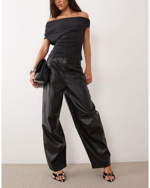 Miss Selfridge Faux Leather Balloon Pant - Black