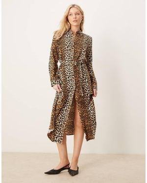 Y.A.S Tie Waist Maxi Shirt Dress - Natural