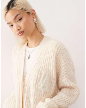 KTZ Ny Yankees Oversized Knitted Cardigan - Natural