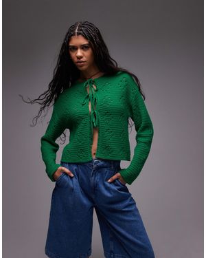 TOPSHOP – pointelle-strickjacke - Grün