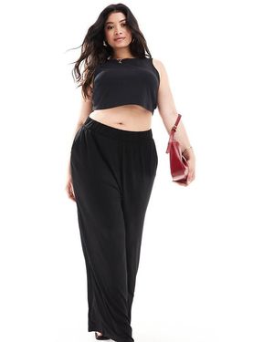 Yours Wide Leg Trousers - Black