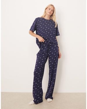 ASOS Asos Design Tall Mix & Match Cotton Pajama Trouser - Blue