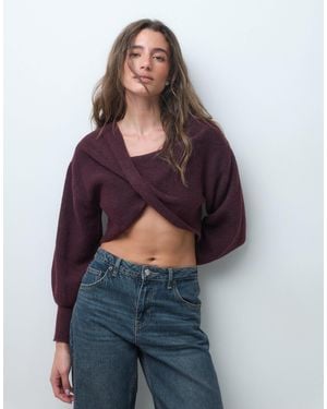 Pieces Wendbarer strickpullover mit wickeloptik vorn als kombiteil - Blau